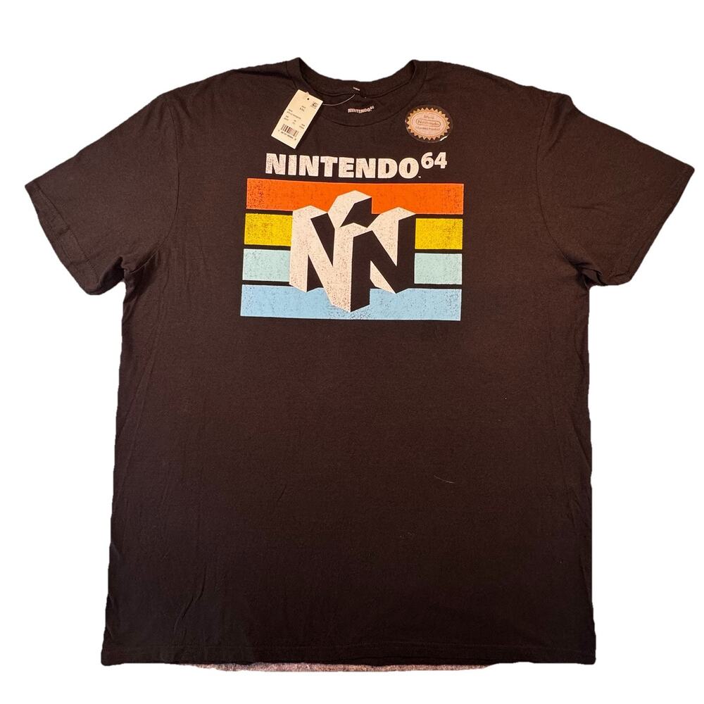Nintendo 64 N64 Graphic T Shirt Black 2XL Retro Gaming Logo Tee -421